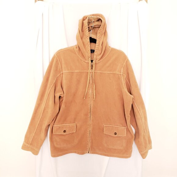 Lands' End Sweaters - Land's End Brown Corduroy Hoodie Full Zip Sweater Size XL